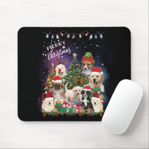 Hunde frohe Weihnachtslicht Mousepad