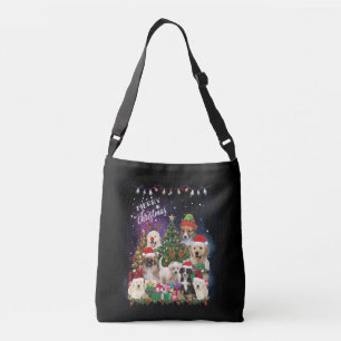 Hunde frohe Weihnachtslicht Tragetaschen Mit Langen Trägern