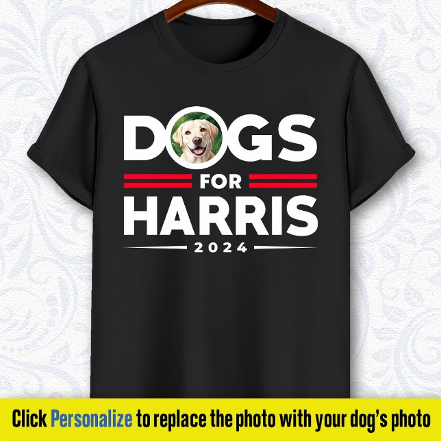 Hunde für Harris 2024 Personalisiertes Foto T-Shirt (Von Creator hochgeladen)