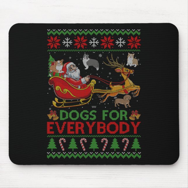 Hunde für jeden Santa Sleigh Ugly Christm Mousepad (Vorne)