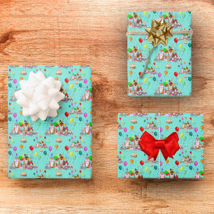 Hunde Geburtstagsfeier Lass uns Pawty Muster Geschenkpapier Set