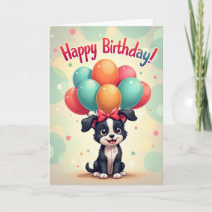 Hunde-Geburtstagskarte mit Ballons Karte