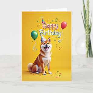 Hunde-Geburtstagskarte mit Partyhut Karte