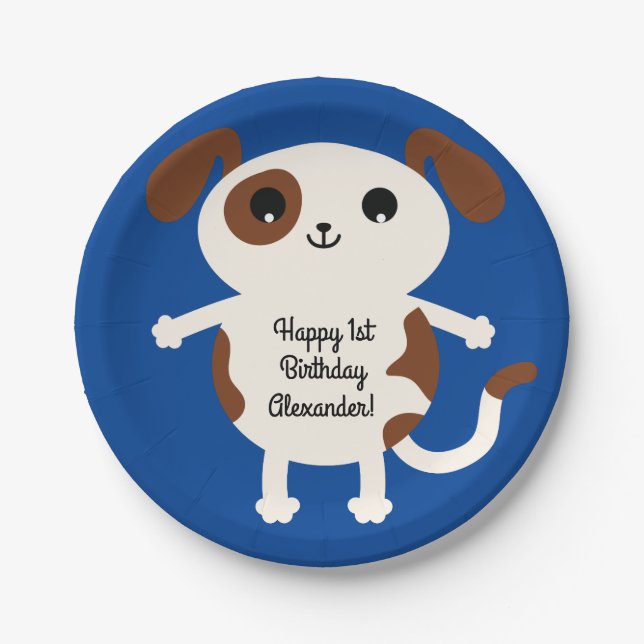 Hunde Geburtstagsparty Kinder Pappteller (Vorderseite)