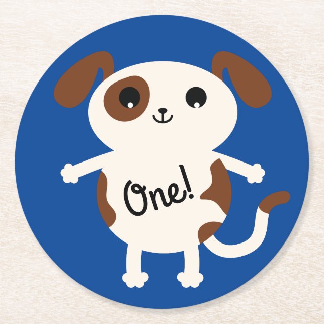 Hunde Geburtstagsparty Kinder Runder Pappuntersetzer (Vorderseite)