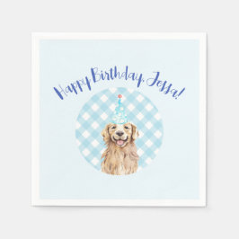 Hunde Geburtstagsparty Personalisiert Napkins Blue Serviette