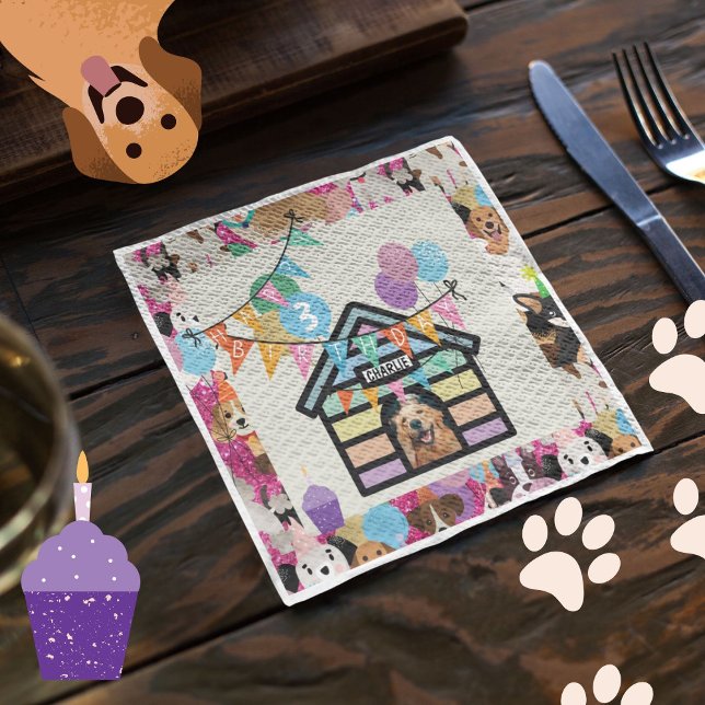 Hunde Geburtstagspartyware Serviette Hund b'day (Dog party napkin)