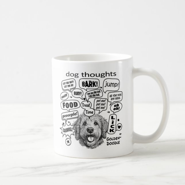 Hunde Gedanken - Goldendoodle Kaffeetasse (Rechts)