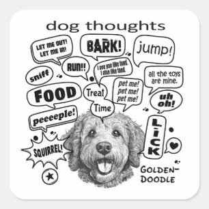 Hunde Gedanken - Goldendoodle Quadratischer Aufkleber