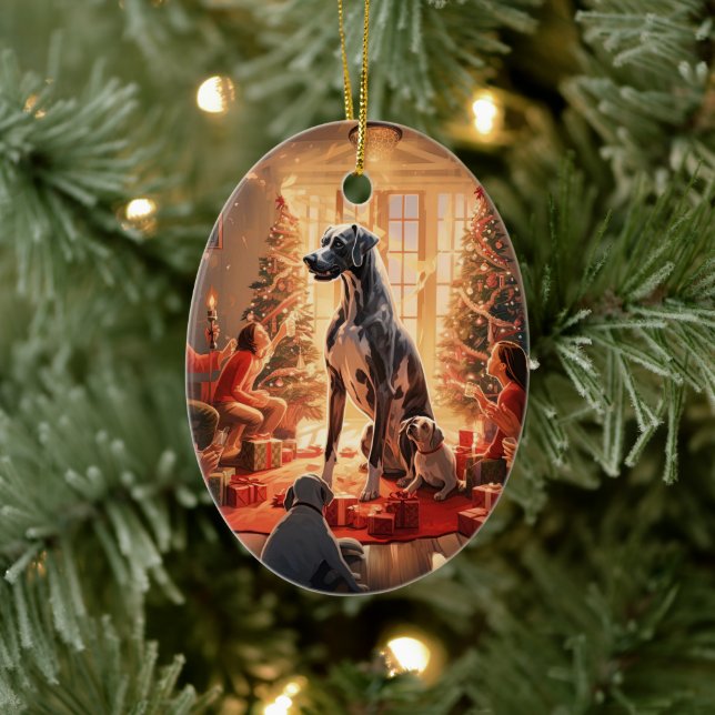 Hunde-Gedenkgeschenk, Geschenk für großartigen Dan Keramik Ornament (Baum)