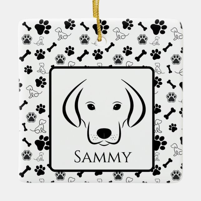 Hunde Geschenk Schwarz-Weiß-Ornament Keramikornament (Vorderseite)