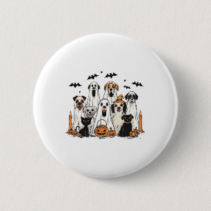 Hunde Ghost Niedlich Hund verkleidet als Ghost Fun Button