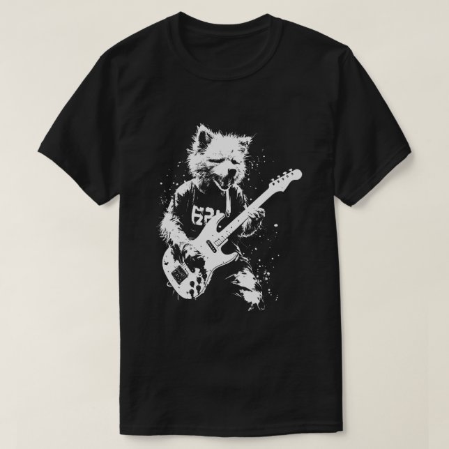 Hunde Gitarre 90er Grunge Punk Rock & Roll T-Shirt (Design vorne)