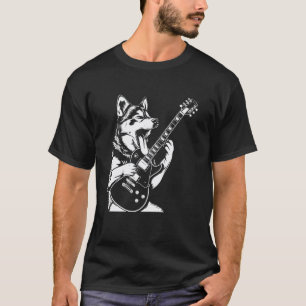 Hunde-Gitarrist Gitarre - Sibirischer Husky Vater  T-Shirt