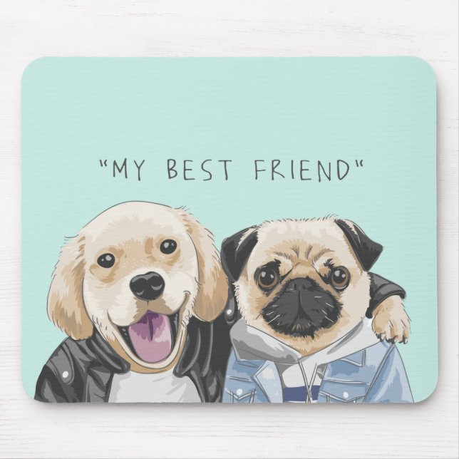 Hunde Golden Retriever & Mops Mousepad (Vorne)