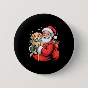 Hunde Golden Retriever Welpe Santa Weihnachten Lus Button