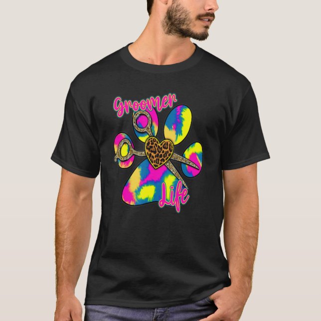 Hunde Groomer Pfotenscheren Pflänzchen Liebe T-Shirt (Vorderseite)