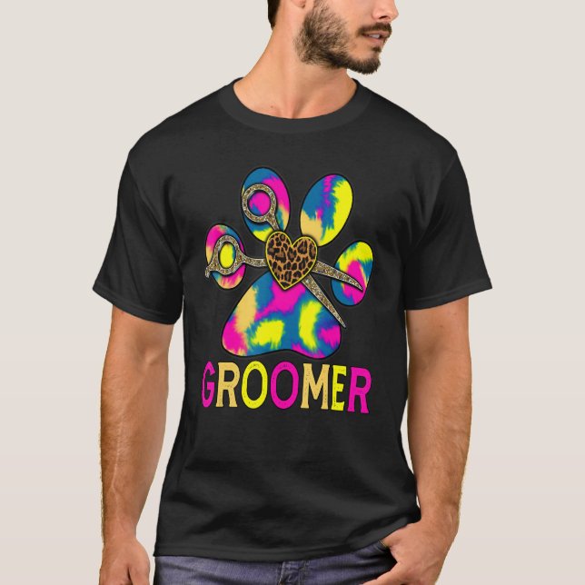 Hunde Groomer Pfotenscheren Pflänzchen Liebe T-Shirt (Vorderseite)