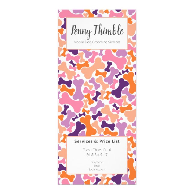 Hunde Grooming, Doggie Bone Groomer Services Werbekarte (Vorne)