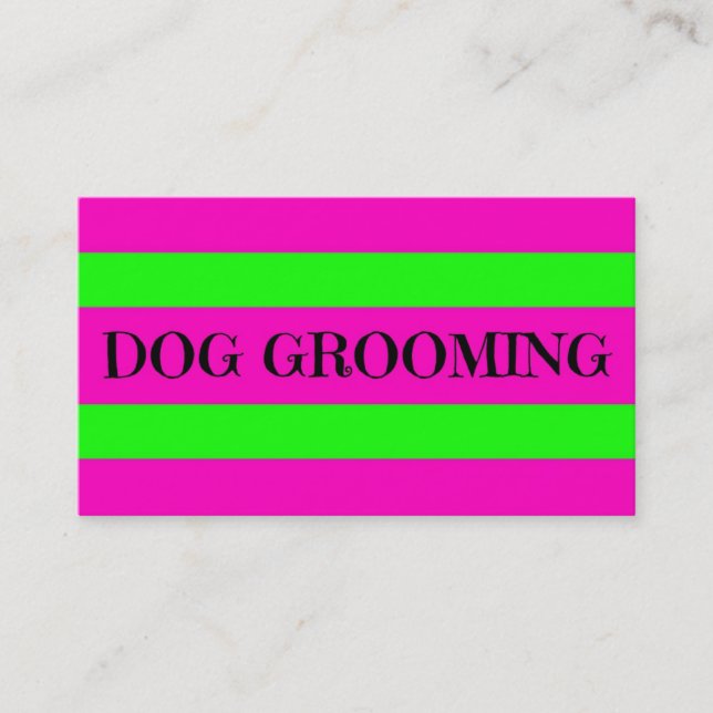 Hunde Grooming Neon Green und Hot Pink Visitenkarte (Vorderseite)