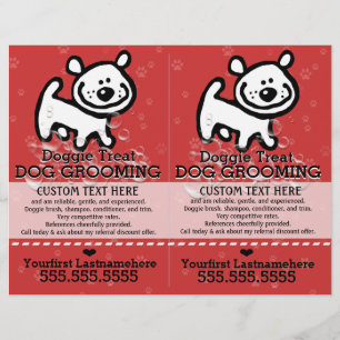 Hunde Grooming.Pet Groomer.2 für 1.Anpassbar. Flyer