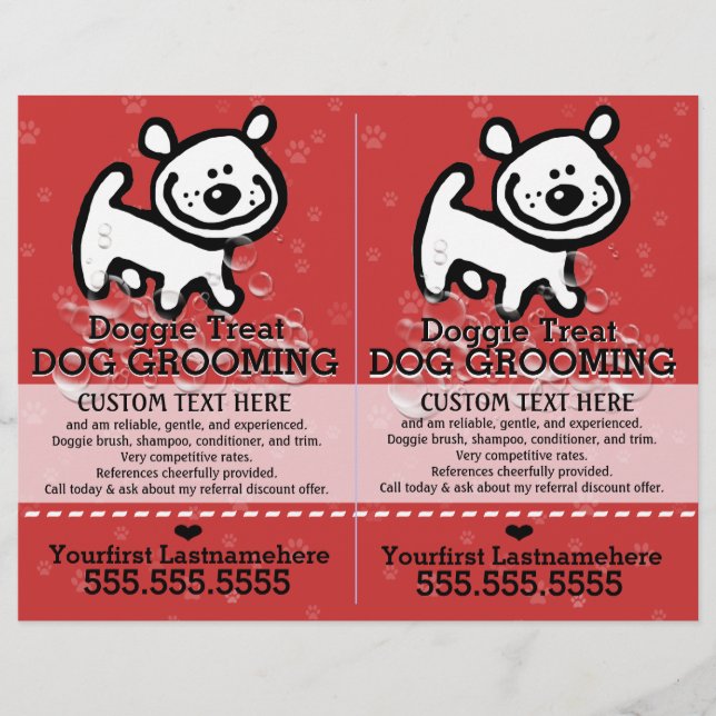 Hunde Grooming.Pet Groomer.2 für 1.Anpassbar. Flyer (Vorne)