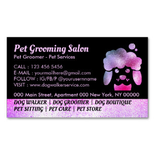 Hunde Grooming Salon lila Bad Wellness-Center Magnetische Visitenkarte