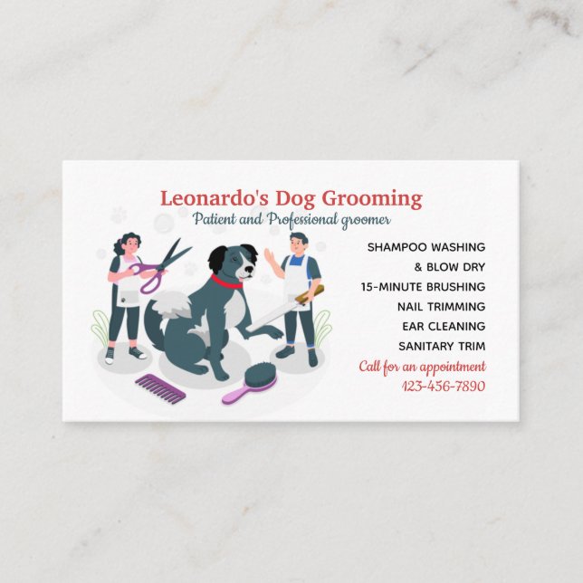 Hunde-Grooming-Visitenkarte Visitenkarte (Vorderseite)