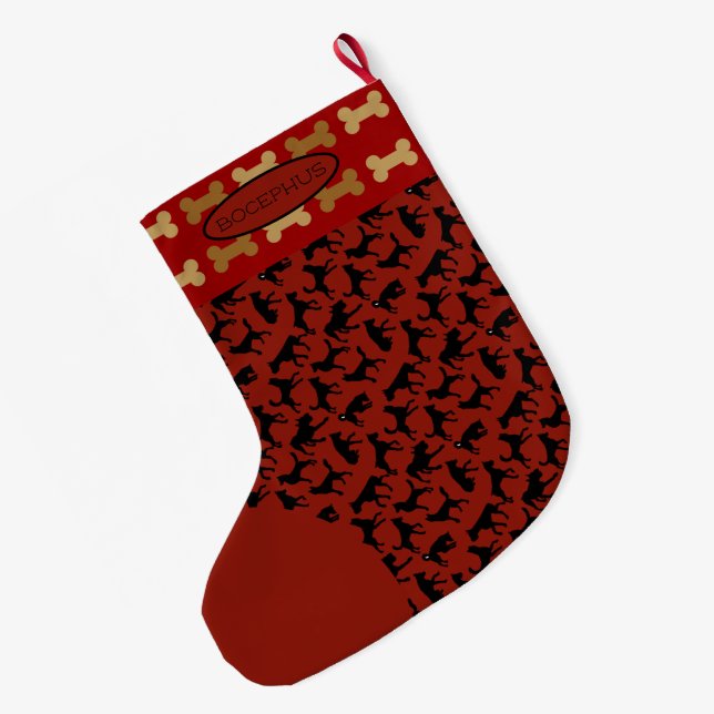 Hunde Großer Weihnachtsstrumpf (Rückseite (Hängend))