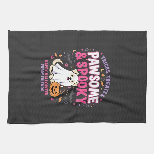 Hunde Halloween Boo Crew (2) Geschirrtuch (Horizontal)