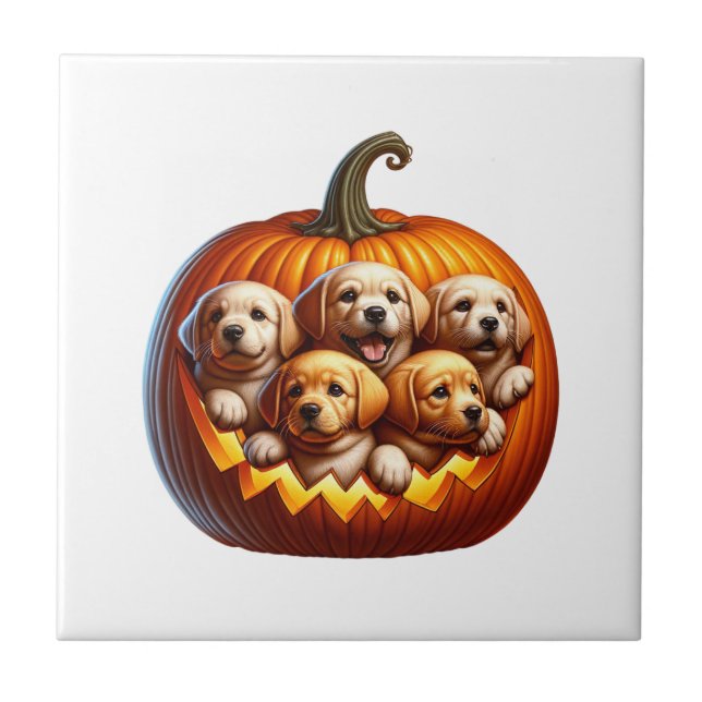 Hunde Halloween Fliese (Vorderseite)