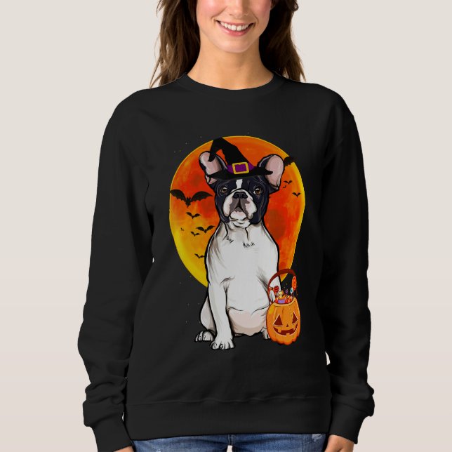 Hunde Halloween French Bulldog Kürbislaterne Pumpk Sweatshirt (Vorderseite)