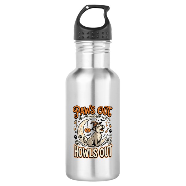 Hunde-Halloween-Heul-Party Edelstahlflasche (Vorderseite)