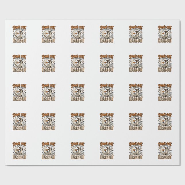 Hunde-Halloween-Heul-Party Geschenkpapier (Flach)