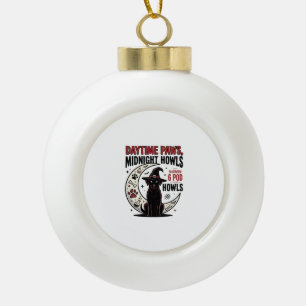Hunde-Halloween-Mitternachtsheulen Keramik Kugel-Ornament