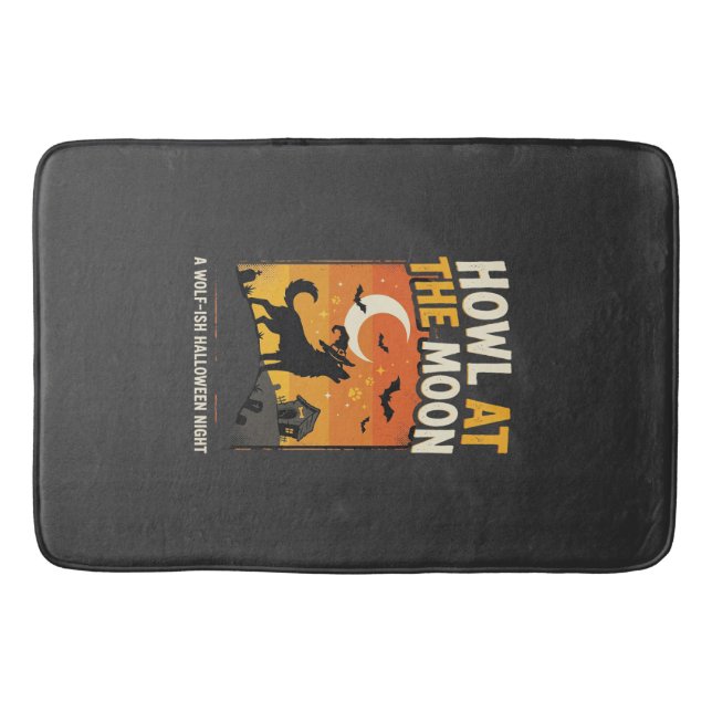 Hunde Halloween Mond Heulen Badematte (Vorderseite)