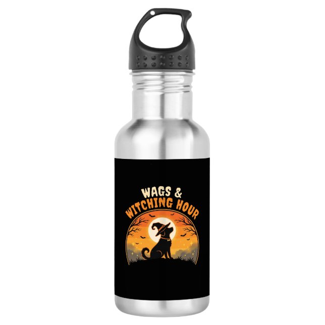 Hunde Halloween Mondlicht Edelstahlflasche (Vorderseite)