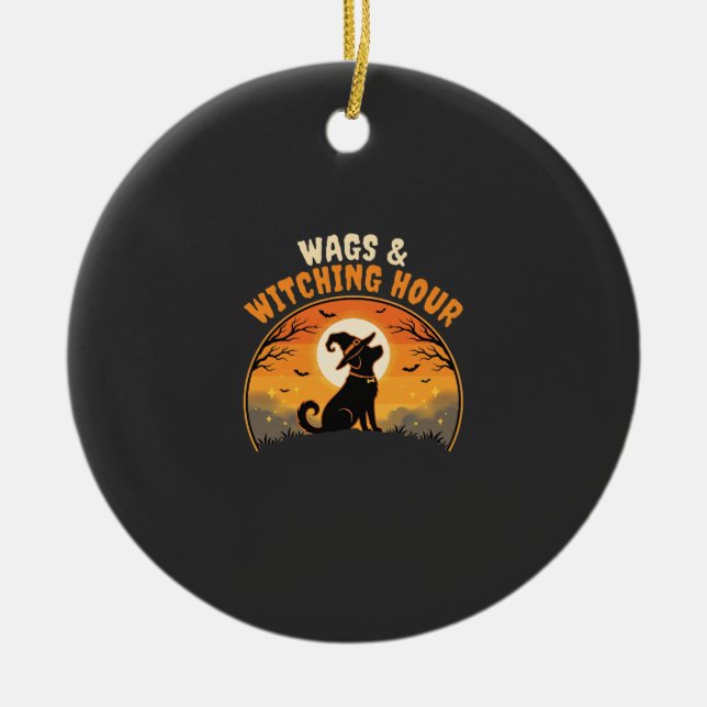 Hunde Halloween Mondlicht Keramik Ornament (Vorne)