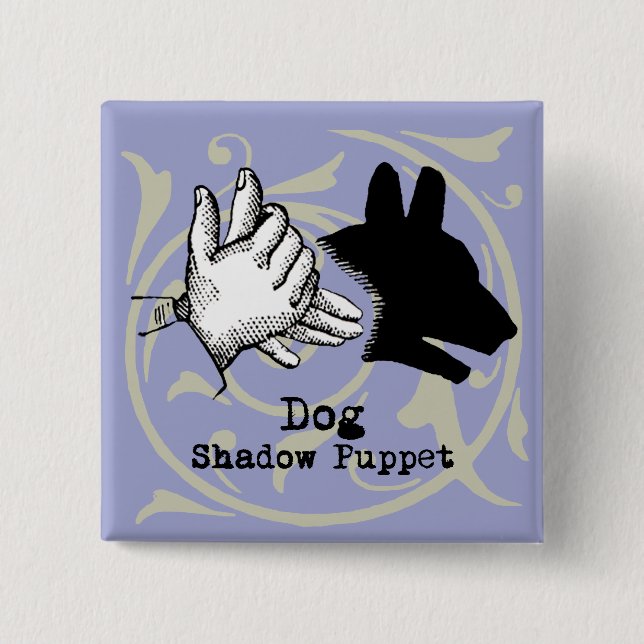 Hunde Hand Puppet Shadow Games Vintag Button (Vorderseite)