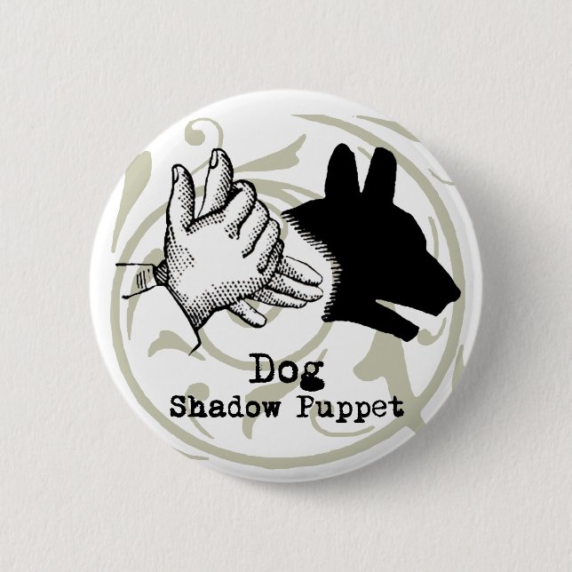 Hunde Hand Puppet Shadow Games Vintag Button (Vorderseite)