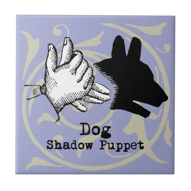 Hunde Hand Puppet Shadow Games Vintag Fliese (Vorderseite)
