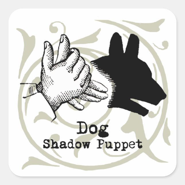 Hunde Hand Puppet Shadow Games Vintag Quadratischer Aufkleber (Vorderseite)