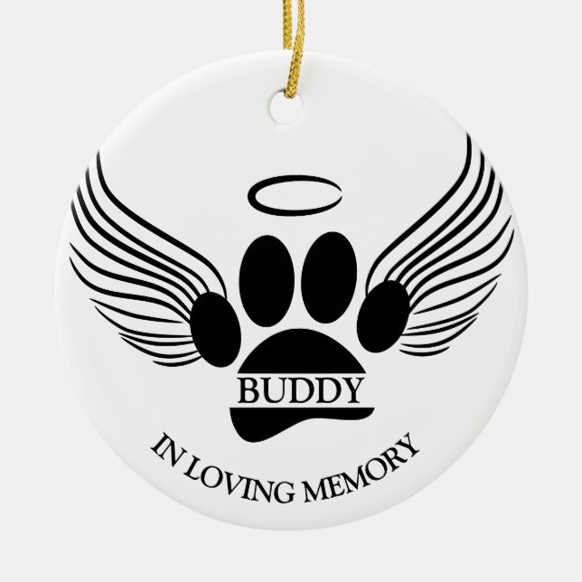 Hunde Haustier Engel Wings Memorial Individuelle N Keramik Ornament (Vorne)