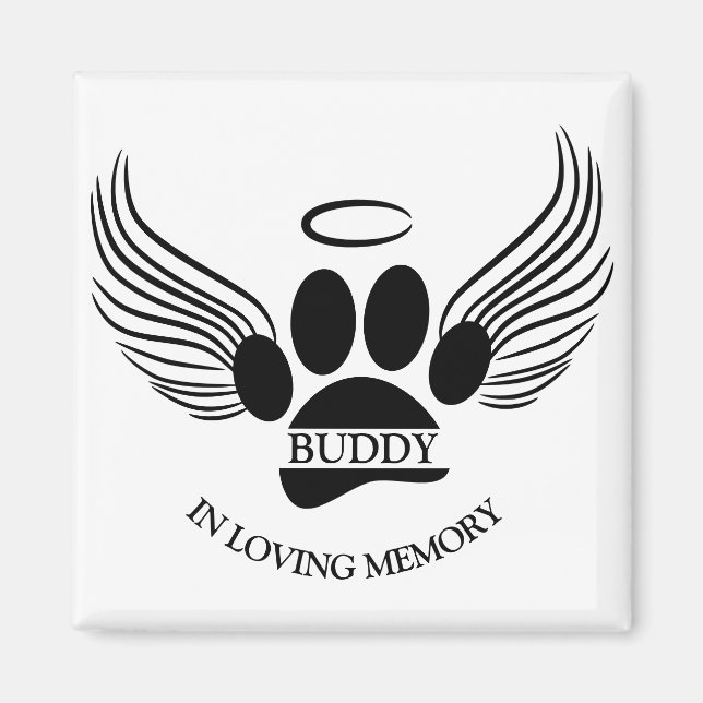 Hunde Haustier Engel Wings Memorial Individuelle N Magnet (Vorne)