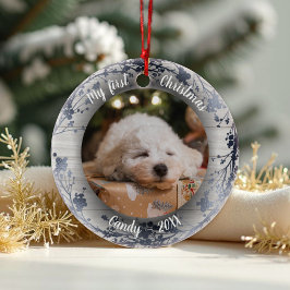 Hunde Haustier Erste Weihnachtsfeier Kränze Silber Keramik Ornament