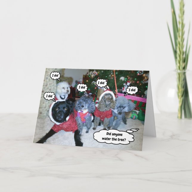 Hunde helfen, den Weihnachtsbaum zu bewässern Karte (Vorderseite)