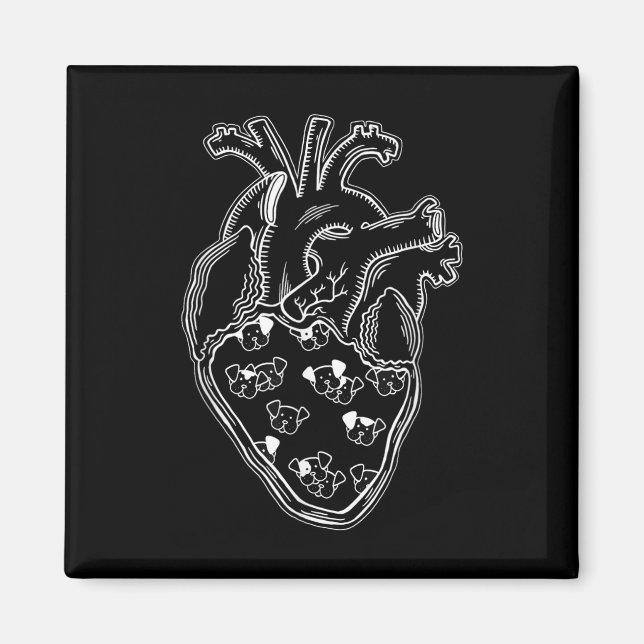Hunde Herzanatomie Tattoo Style Magnet (Vorne)