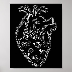 Hunde Herzanatomie Tattoo Style Poster
