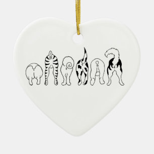 Hunde-Hintern Keramik Ornament