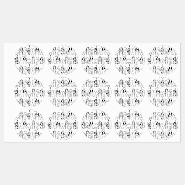 Hunde-Hintern-Muster Etiketten (Blatt)